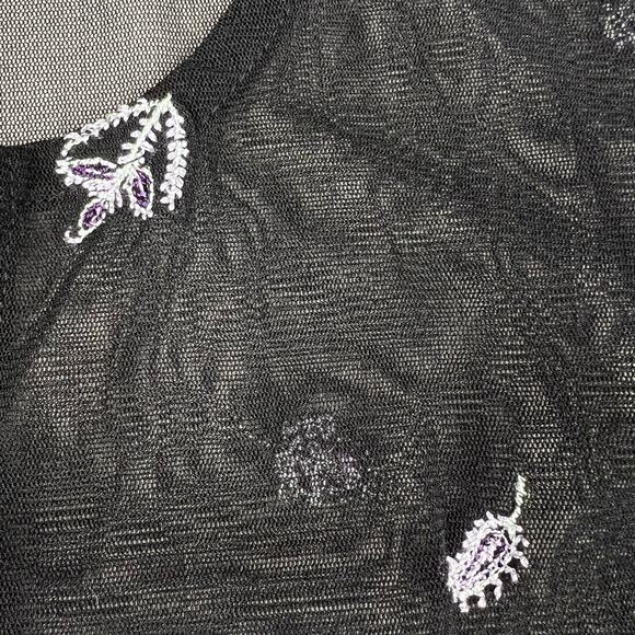 Black Sheer Blouse Long Sleeve Size L Cardigan Christie & Jill Romantic Goth - Picture 6 of 7